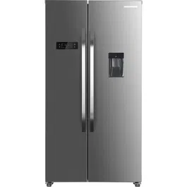 Side by side Heinner HSBS-H439NFXWDE++, 433 l, No Frost, Clasa E, Display, Dozator de apa, Functie smart, Functie congelare si racire rapida, H 176.5 cm, Argintiu