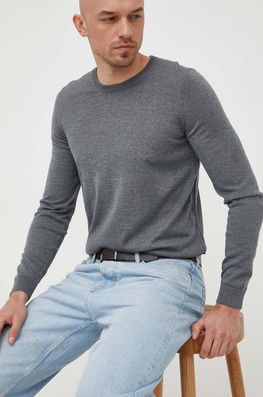 BOSS Pulover De Lana Barbati, Culoarea Gri, Light Bărbaţi, Model Melanj