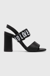 Love Moschino Sandale De Piele Culoarea Negru, JA16358G0GIE0000 Dama, Toc Gros