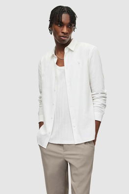 AllSaints Camasa Din Bumbac Culoarea Alb Bărbaţi, Elegant