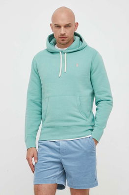 Polo Ralph Lauren Bluza Barbati, Culoarea Verde, Cu Glugă, Neted Bărbaţi