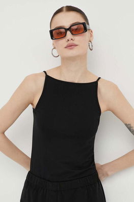 Samsoe Samsoe Top Femei, Culoarea Negru Dama, Cu Elastan