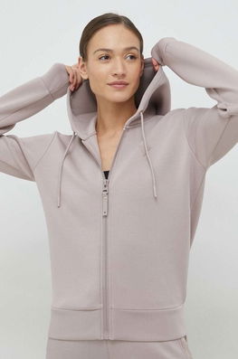 Guess Bluza Femei, Culoarea Violet, Cu Glugă, Cu Imprimeu Dama, Cu Elastan, Model Print