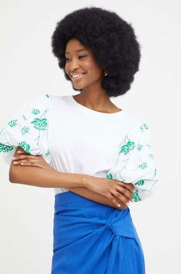 Answear Lab Bluza Culoarea Alb Dama, Cu Elastan, Casual, Model Imprimeu