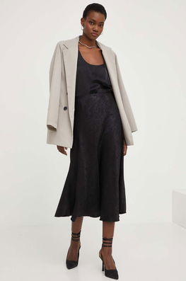 Answear Lab Fusta Culoarea Negru, Midi, Evazati Dama, Panza, Office