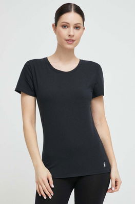 Polo Ralph Lauren Tricou De Plajă Culoarea Negru Dama, Tricotaj