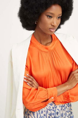 Answear Lab Bluza Femei, Culoarea Portocaliu, Neted Dama, Vascoza, Elegant
