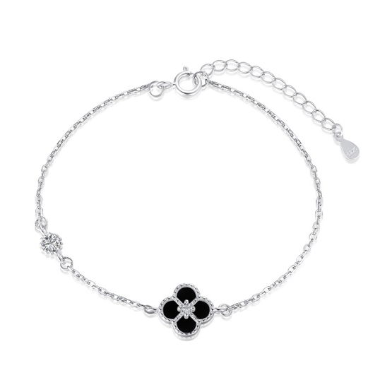 Bratara argint, dama, argint 925, model Van Cleef & A, negru, argintiu, 1,56 gr