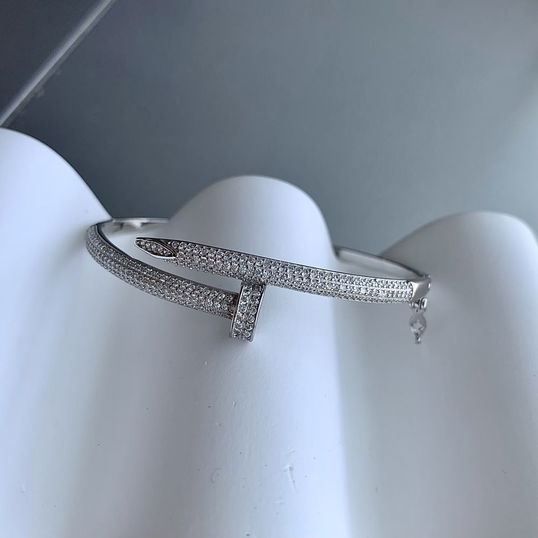 Bratara argint, dama, argint 925, model Cartier, tip bratara cui, fixa, argintiu, 9,73 gr