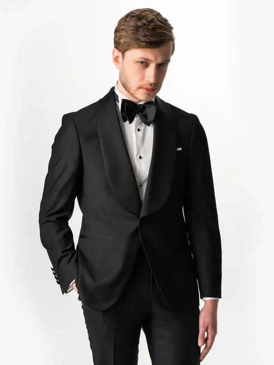 Costum Mire Negru Formal Tip Smoking Ceremonie Rever Shawl BMan0024