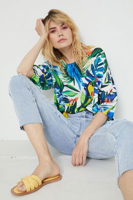 Medicine Bluza Femei, Culoarea Alb, In Modele Florale Dama, Vascoza, Casual, Model Flori
