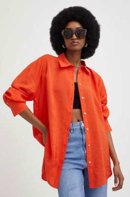 Answear Lab Camasa Femei, Culoarea Portocaliu, Cu Guler Clasic, Relaxed Dama, Casual