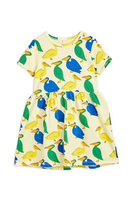 Mini Rodini Rochie Fete Culoarea Galben, Mini, Evazati Copii, Tricotaj