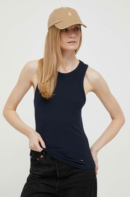 Tommy Hilfiger Top Femei, Culoarea Albastru Marin Dama Bleumarin, Cu Elastan