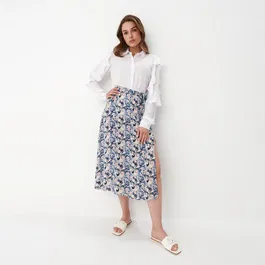 Mohito - Fustă midi cu imprimeu floral - Albastru