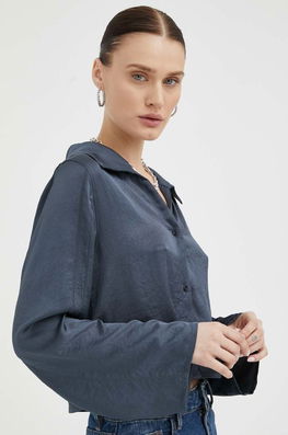 American Vintage Camasa Femei, Cu Guler Clasic, Regular Dama Bleumarin, Casual