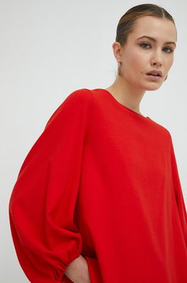 BOSS Bluza Femei, Culoarea Rosu, Neted Dama, Cu Elastan, Casual