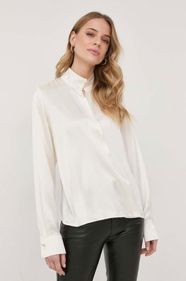 Victoria Beckham Bluza De Matase Femei, Culoarea Bej, Neted Dama, Elegant