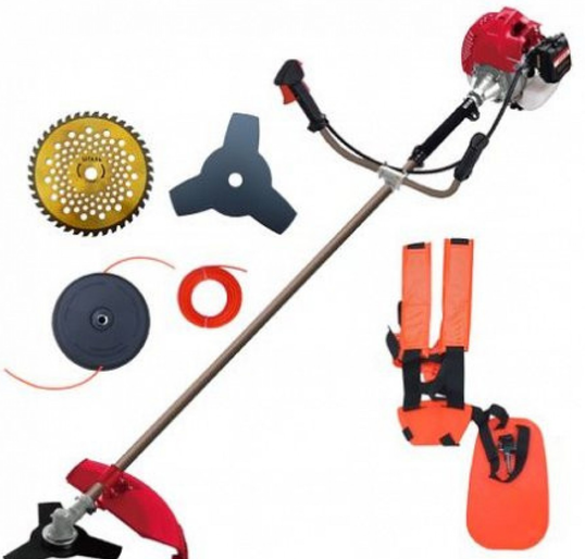 Motocoasa benzina URALMASH 4200, 5 Accesorii, 52cc, motor 2 timpi, 6 CP, rosu