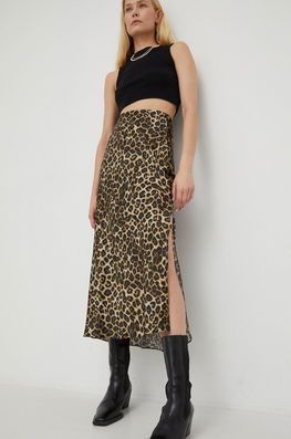 The Kooples Fusta De Matase Midi, Evazati Dama Multicolor, Panza, Casual, Model Animal