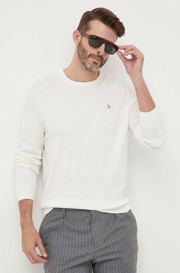 Polo Ralph Lauren Pulover Din Amestec De Casmir Culoarea Alb, Light Bărbaţi, Cu Un Amestec De Lana