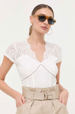 Morgan Body Culoarea Alb, Neted Dama, Cu Elastan, Elegant