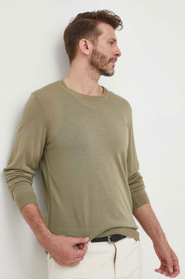 BOSS Pulover De Lana Barbati, Culoarea Verde, Light Bărbaţi, Model Melanj