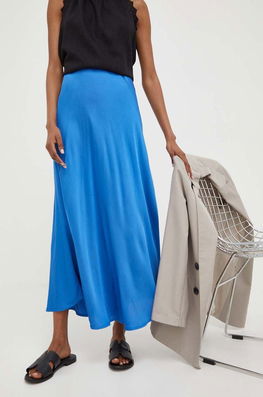 Answear Lab Fusta Maxi, Evazati Dama Albastru, Panza, Office