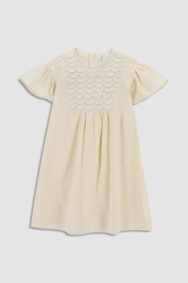 Coccodrillo Rochie Din Bumbac Pentru Copii Culoarea Bej, Mini, Evazati, Model Imprimeu