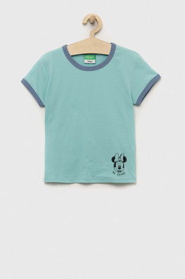 United Colors Of Benetton Tricou De Bumbac Pentru Copii Culoarea Turcoaz, Model Print