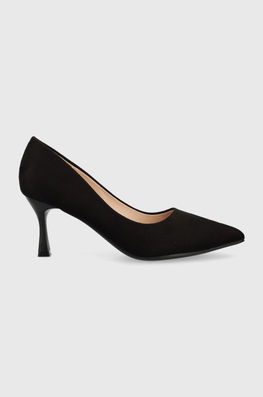 Answear Lab Pantofi Cu Toc Culoarea Negru Dama, Imitatie De Piele Intoarsa, Toc Subtire