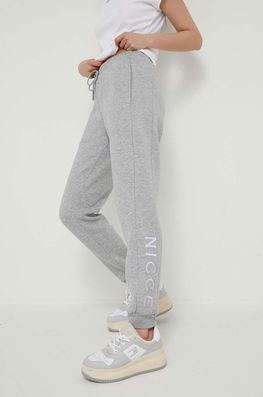Nicce Pantaloni De Trening Culoarea Gri, Cu Imprimeu Dama, Tricotaj