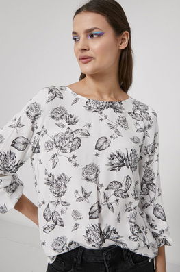 Bluza Commercial Medicine Dama Alb, Vascoza, Casual, Model Flori