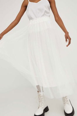 Answear Lab Fusta Culoarea Alb, Midi, Evazati Dama, Panza, Cocktail