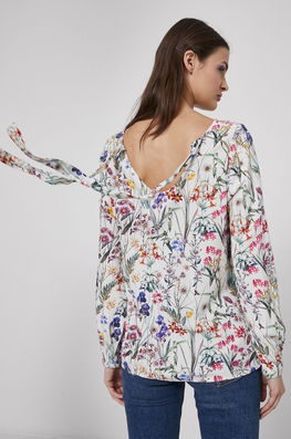 Bluza Commercial Medicine Dama Bej, Vascoza, Casual, Model Flori