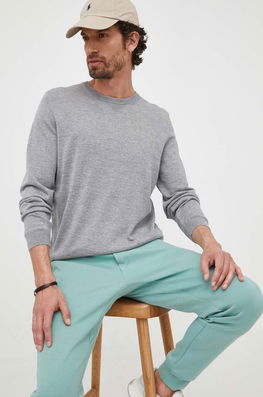 BOSS Pulover De Lana Barbati, Culoarea Gri, Light Bărbaţi, Model Melanj