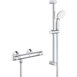 Set de dus Grohe Grohtherm 500 34796000, 1/2'', aparent, termostat, anti-oparire, coloana dus, 600 mm, 1 pulverizare, 1.75 m, Crom