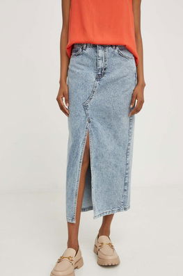 Answear Lab Fusta Jeans Maxi, Drept Dama Albastru, Casual