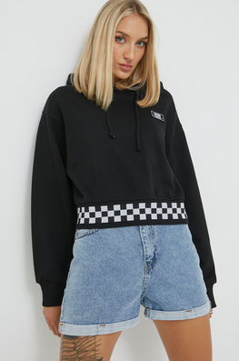 Vans Hanorac De Bumbac Femei, Culoarea Negru, Cu Imprimeu Dama