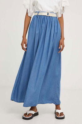 Answear Lab Fusta Maxi, Evazati Dama Albastru, Panza, Casual