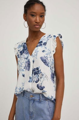 Answear Lab Bluza Femei, Culoarea Alb, In Modele Florale Dama, Vascoza, Casual, Model Flori