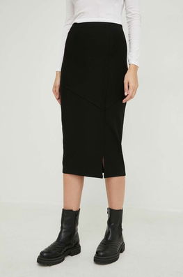 Answear Lab Fusta Culoarea Negru, Midi, Drept Dama, Panza, Casual