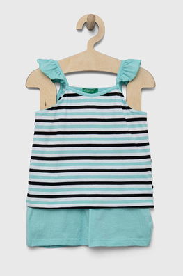 United Colors Of Benetton Set De Bumbac Pentru Copii Culoarea Turcoaz