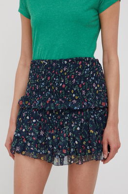 Pepe Jeans Fusta Culoarea Albastru Marin, Mini, Drept Dama Bleumarin, Panza, Casual, Model Flori