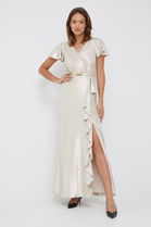 Lauren Ralph Lauren Rochie Culoarea Auriu, Maxi, Drept Dama, Tricotaj, Cocktail