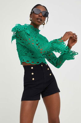 Answear Lab Bluza Femei, Culoarea Verde, Neted Dama, Dantela, Casual