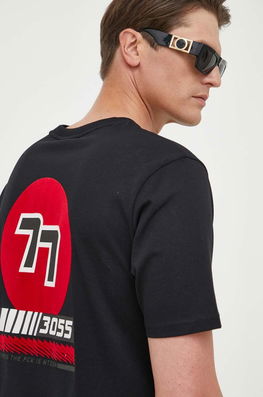 Boss Orange Tricou Din Bumbac BOSS ORANGE Culoarea Negru, Cu Imprimeu Bărbaţi