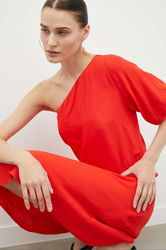 Bruuns Bazaar Rochie Culoarea Rosu, Midi, Drept Dama, Panza, Cocktail