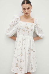 Bruuns Bazaar Rochie Din Amestec De In Culoarea Alb, Mini, Evazati Dama, Panza, Cocktail, Model Flori