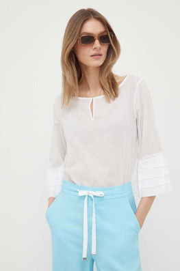 Sisley Bluza Din Bumbac Femei, Culoarea Alb, Neted Dama, Casual